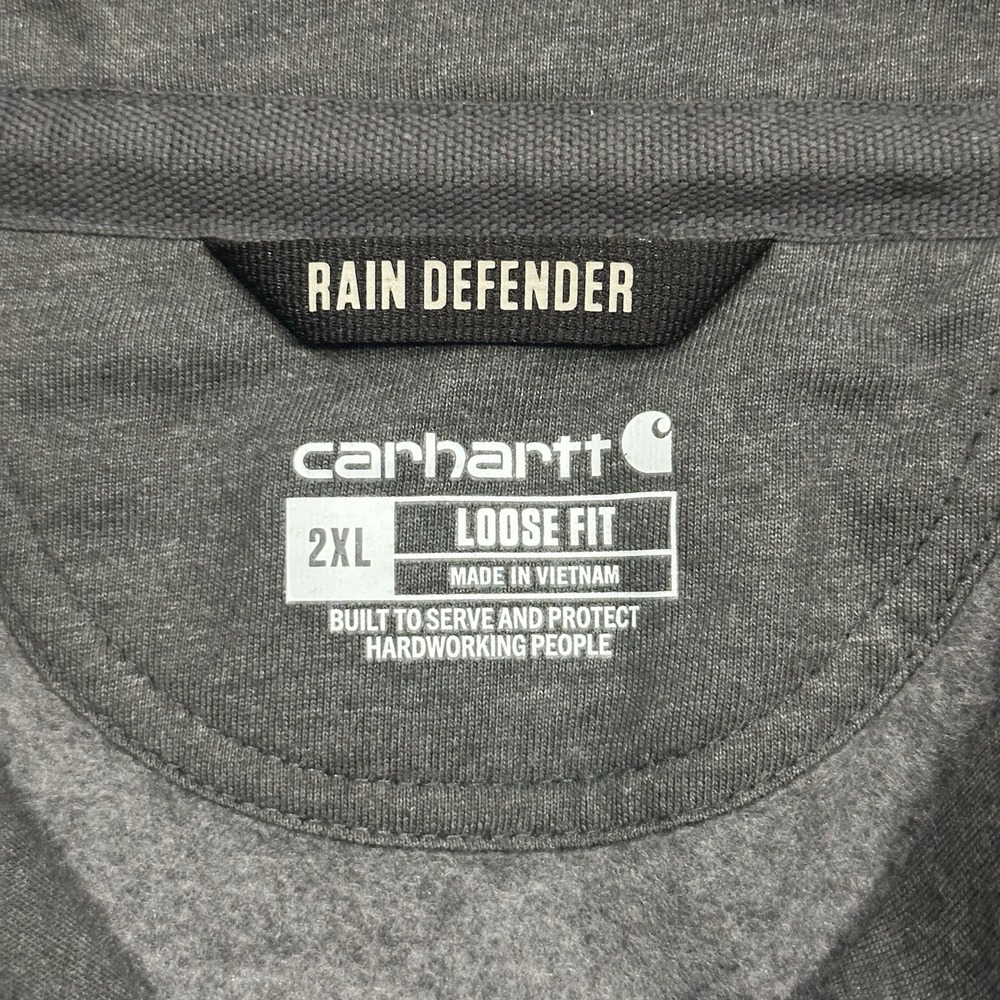 Carhartt Rain Defender Hoodie Mens 2XL Gray Sweatshirt Fleece Loose 100617 - Picture 3 of 8
